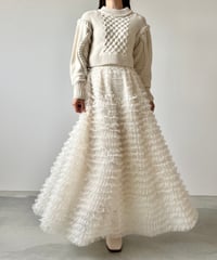 airy frill volume tulle skirt(white)