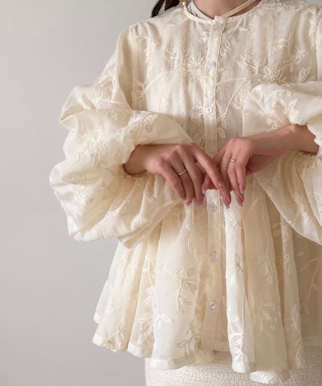 2way embroidery sheer volume blouse