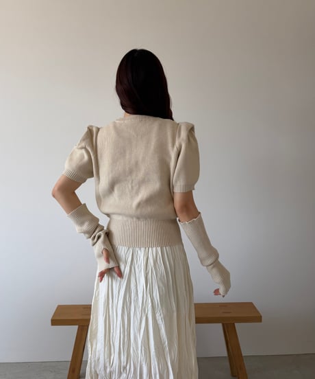 puff sleeve arm warmer knit