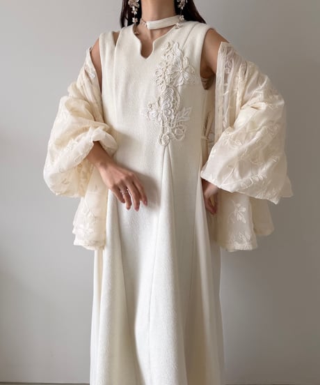 2way embroidery sheer volume blouse
