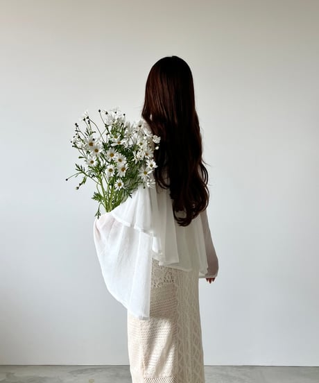 asymmetry flare sheer blouse