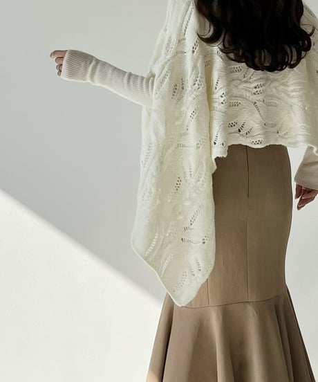 turtle neck asymmetry cape knit