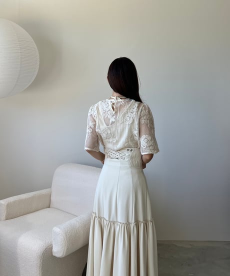 mesh flower embroidery tops