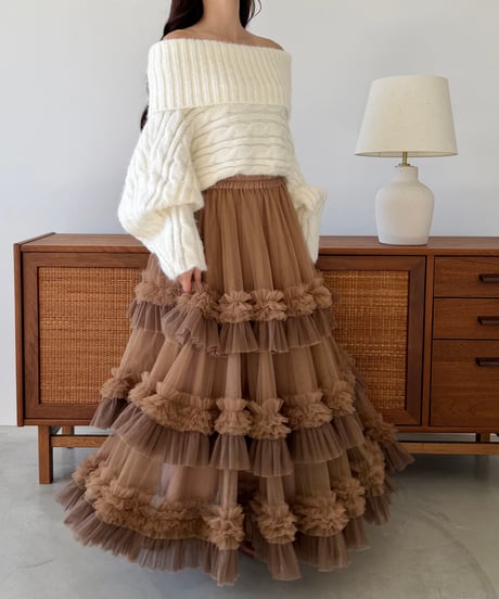 volume tulle gather skirt