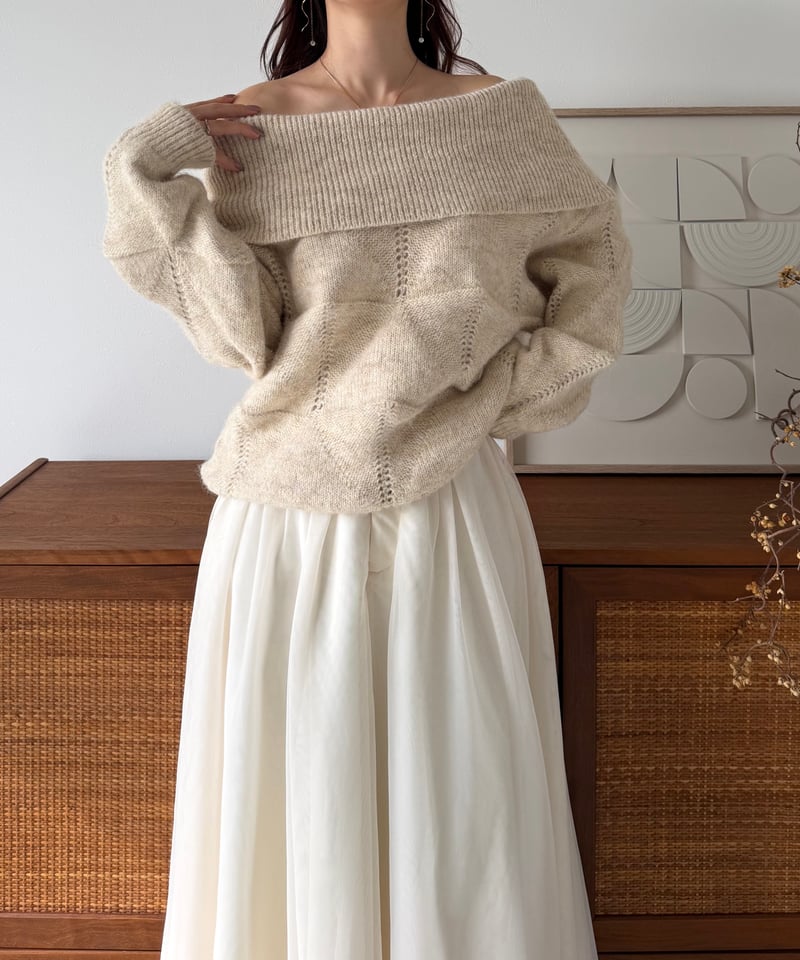 wide neck off shoulder knit | AÉRMA boutique