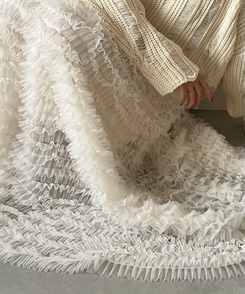 airy frill volume tulle skirt(white) | AÉRMA bo