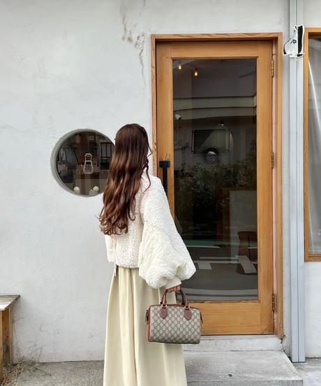 flare leather skirt(ivory / brown)