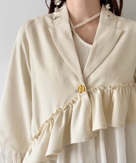 frill asymmetry sheer jacket