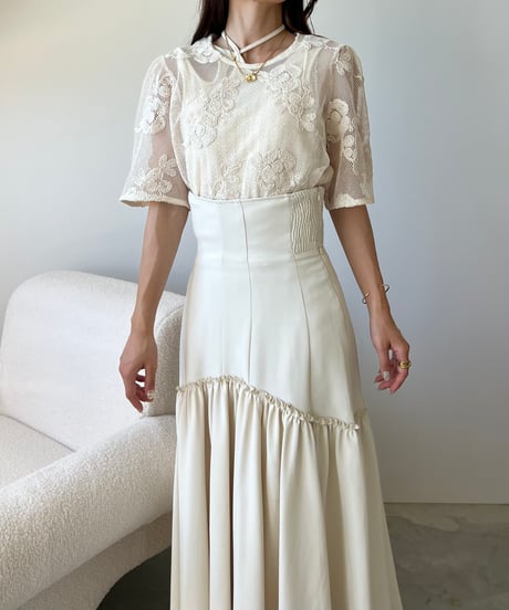 mesh flower embroidery tops