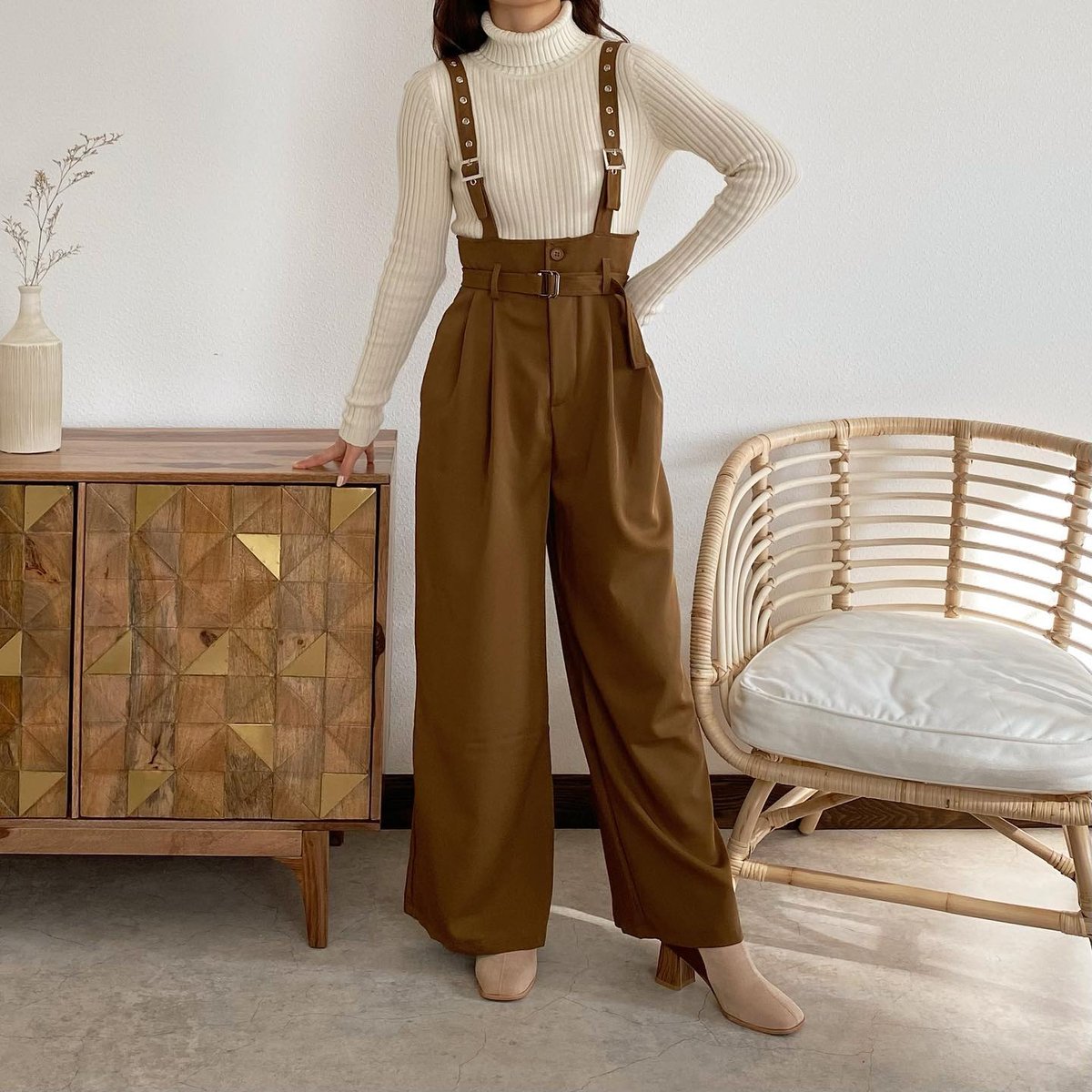 suspender high waist pants | AÉRMA boutique