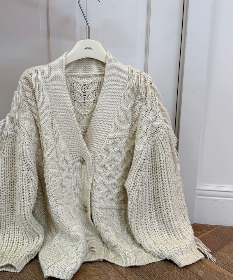 patchwork cable knit cardigan | AÉRMA boutique