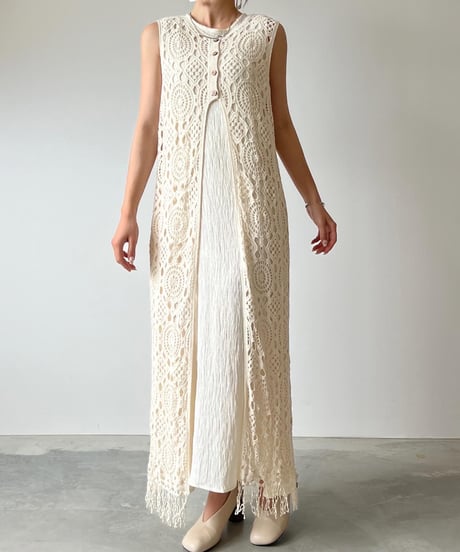 crochet open front long vest