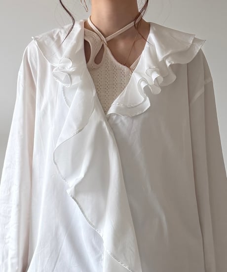 airy ruffle long blouse