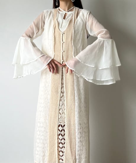 sheer fringe long vest