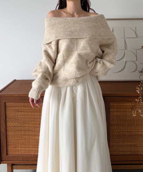 wide neck off shoulder knit