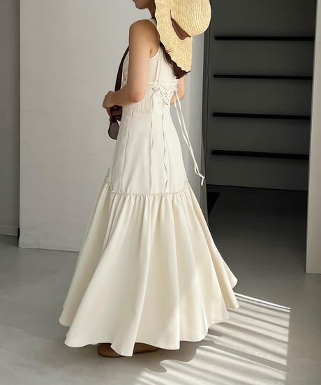 2way mermaid silhouette flare skirt (white)