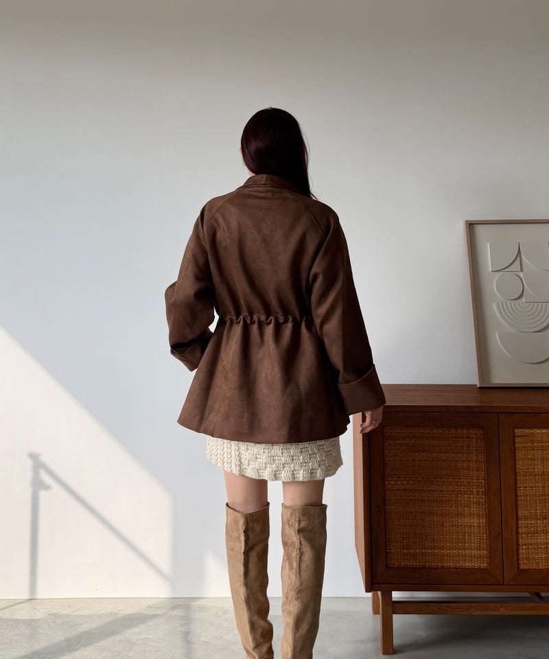 suede big collar short coat | AÉRMA boutique