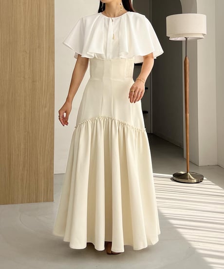 2way mermaid silhouette flare skirt (white)