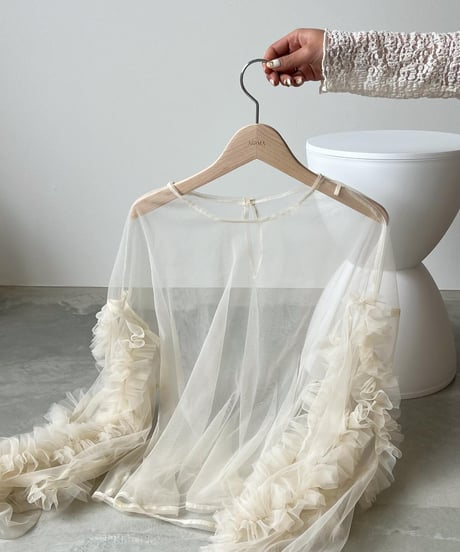 sheer gather volume blouse