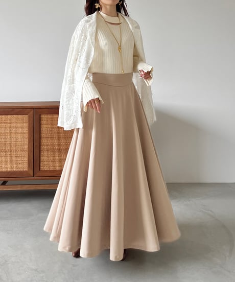 flare silhouette panel skirt(beige)