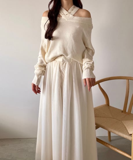 cross detail offshoulder knit