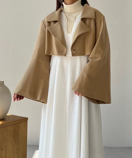 flare sleeve short jacket (brown)