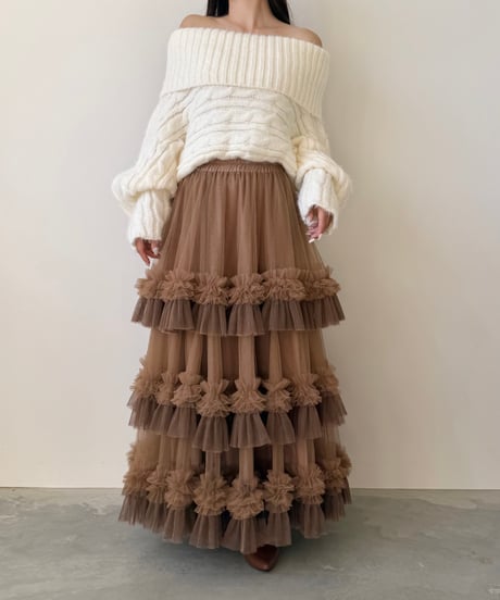 volume tulle gather skirt