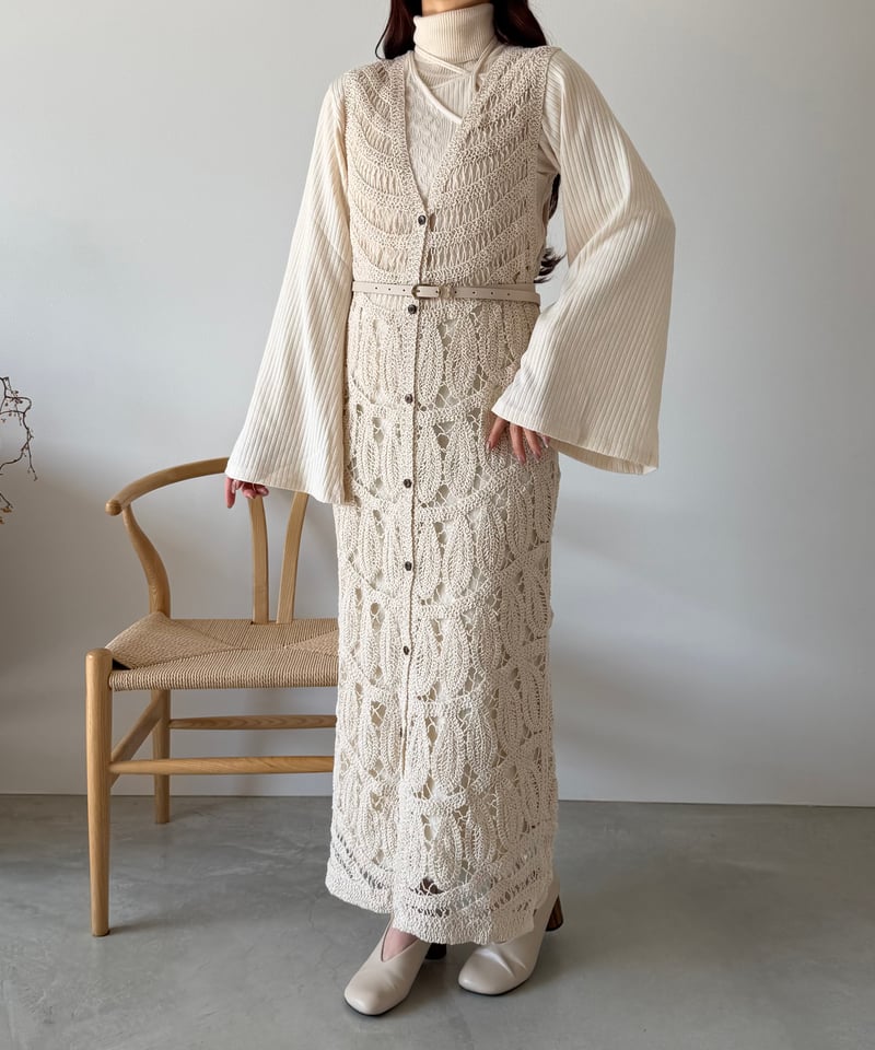 crochet race long vest | AÉRMA boutique