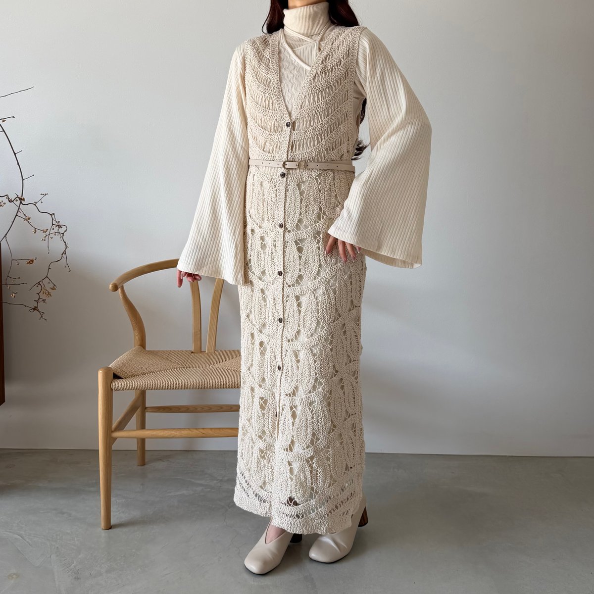 crochet race long vest | AÉRMA boutique