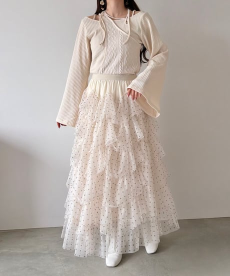 dot tulle tiered skirt