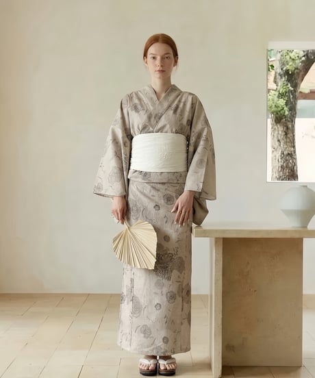 aèrma yukata.(浴衣＋帯)brown