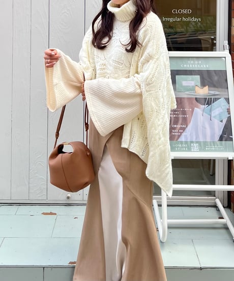 turtle neck asymmetry cape knit