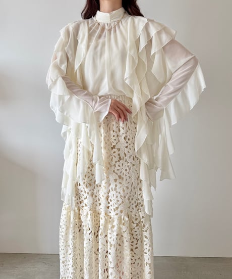 nuance sheer frill blouse