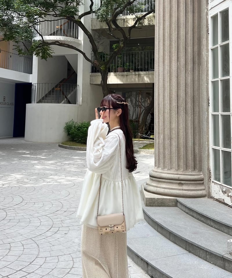 volume tulle gather cardigan | AÉRMA boutique