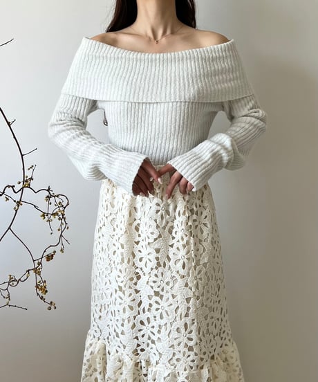 glitter rib off shoulder knit