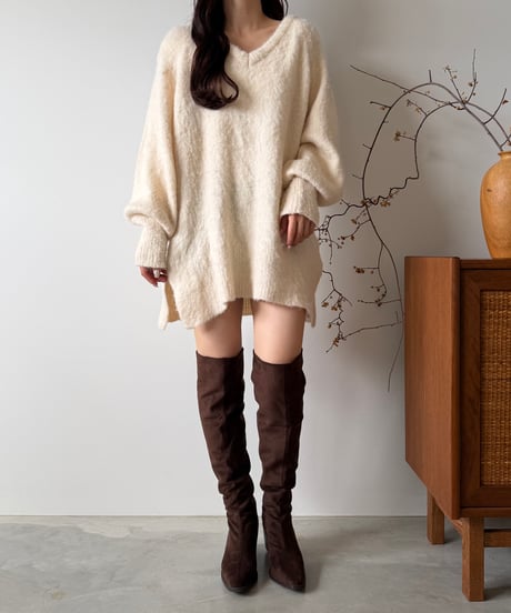 suede middle heel long boots