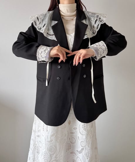 classic lace accent double jacket