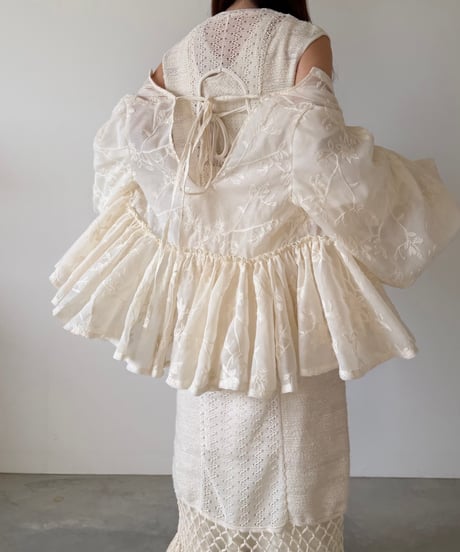 2way embroidery sheer volume blouse