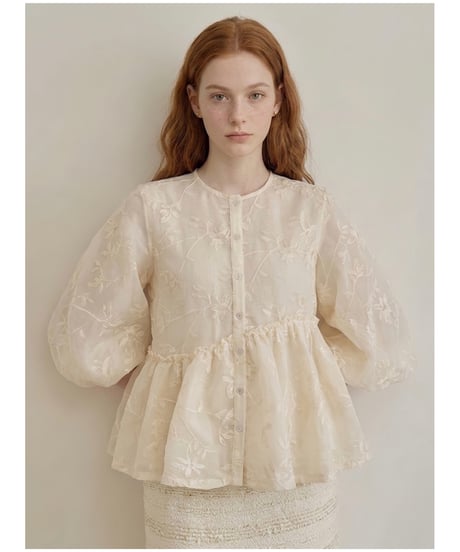 2way embroidery sheer volume blouse