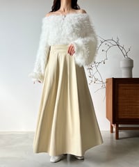 flare leather skirt(ivory / brown)