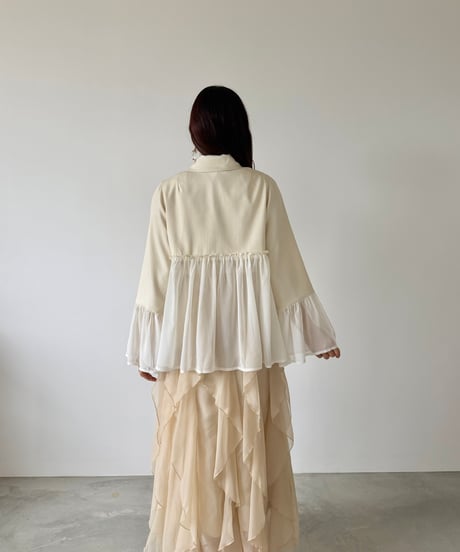 frill asymmetry sheer jacket