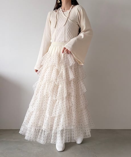 dot tulle tiered skirt
