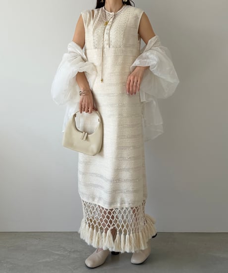 lace knit fringe onepiece