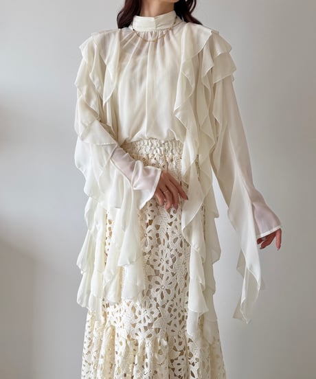 nuance sheer frill blouse