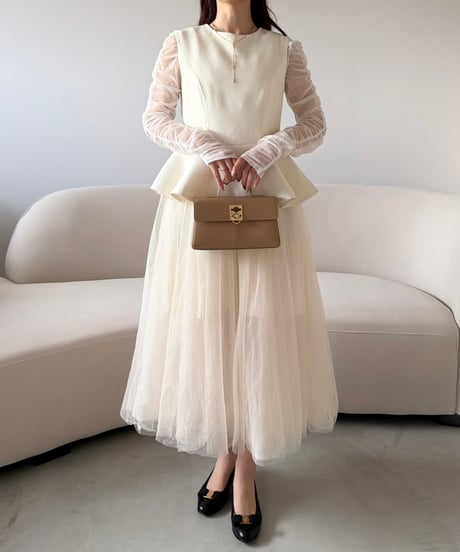 peplum tulle occasion dress