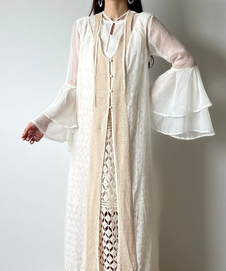sheer fringe long vest