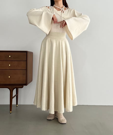 flare silhouette panel skirt (ivory)
