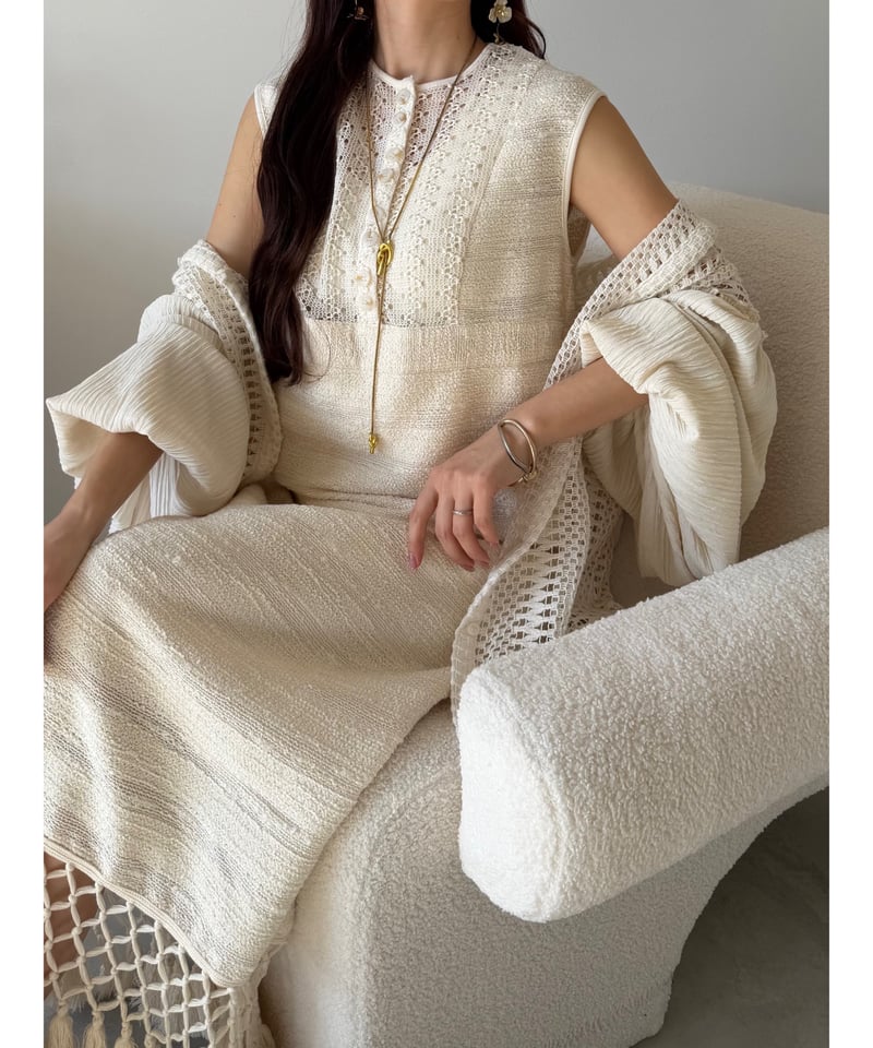 lace knit fringe onepiece | AÉRMA boutique