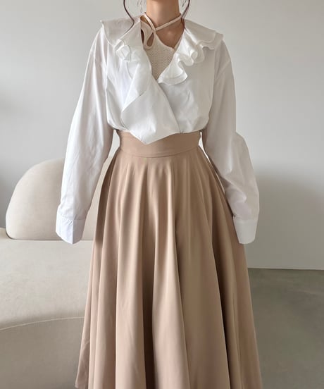 airy ruffle long blouse