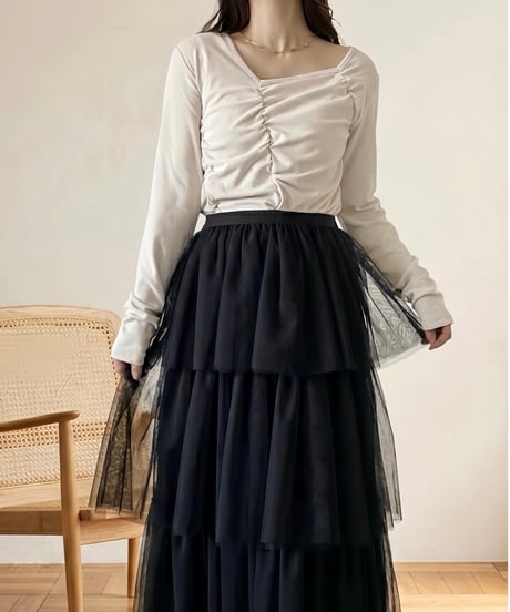 tiered tulle volume skirt